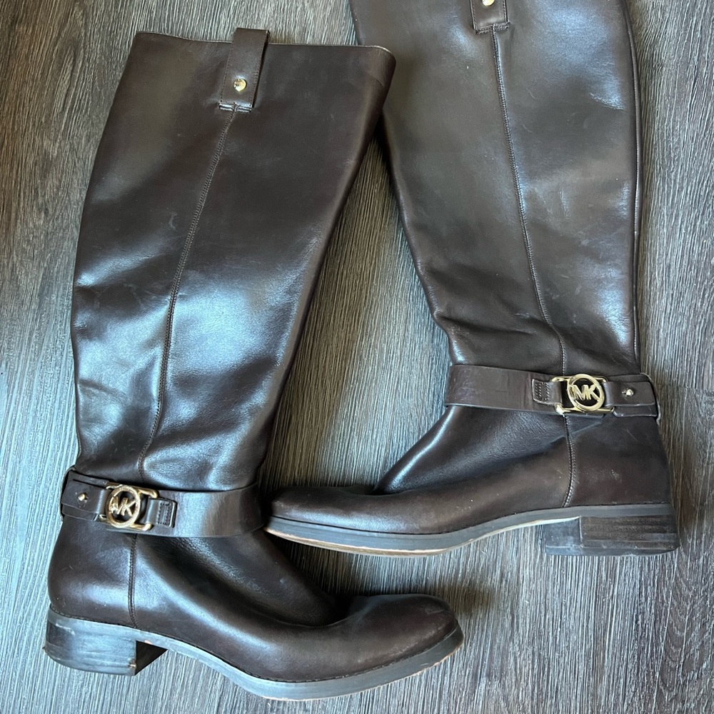 Michael kors leather knee boots in brown size 8.5